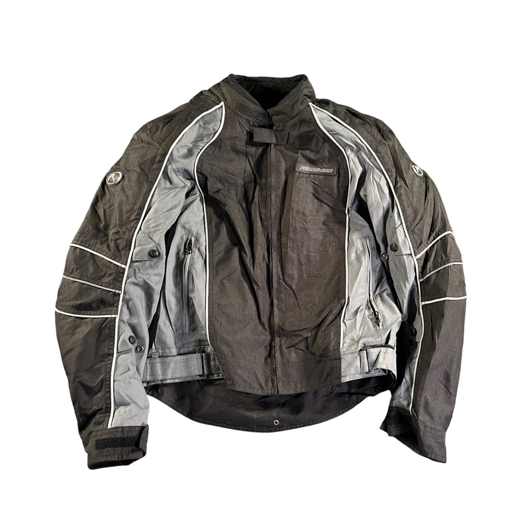 Fieldsheer Motorcycle Jacket Mens Large Black Paded RainGuard Reflective Biker